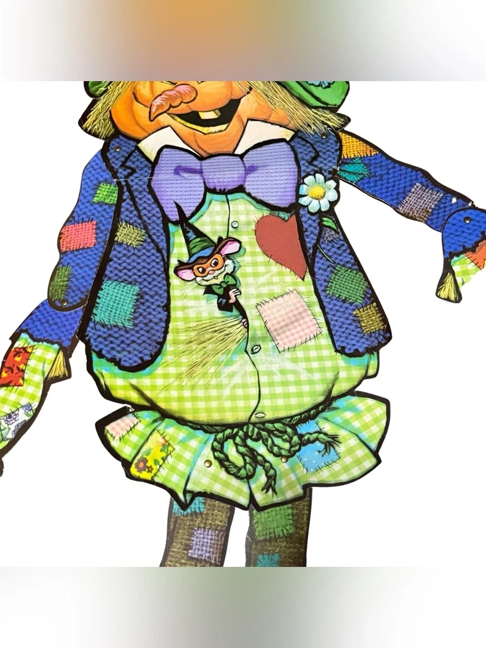 Vintage Halloween 50” Pumpkin Scarecrow Jointed Paper Posable Decoration Diecut